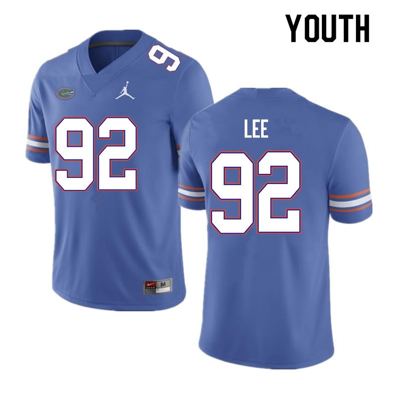 NCAA Florida Gators Jalen Lee Youth #92 Nike Blue Stitched Authentic College Football Jersey KMC0064BX